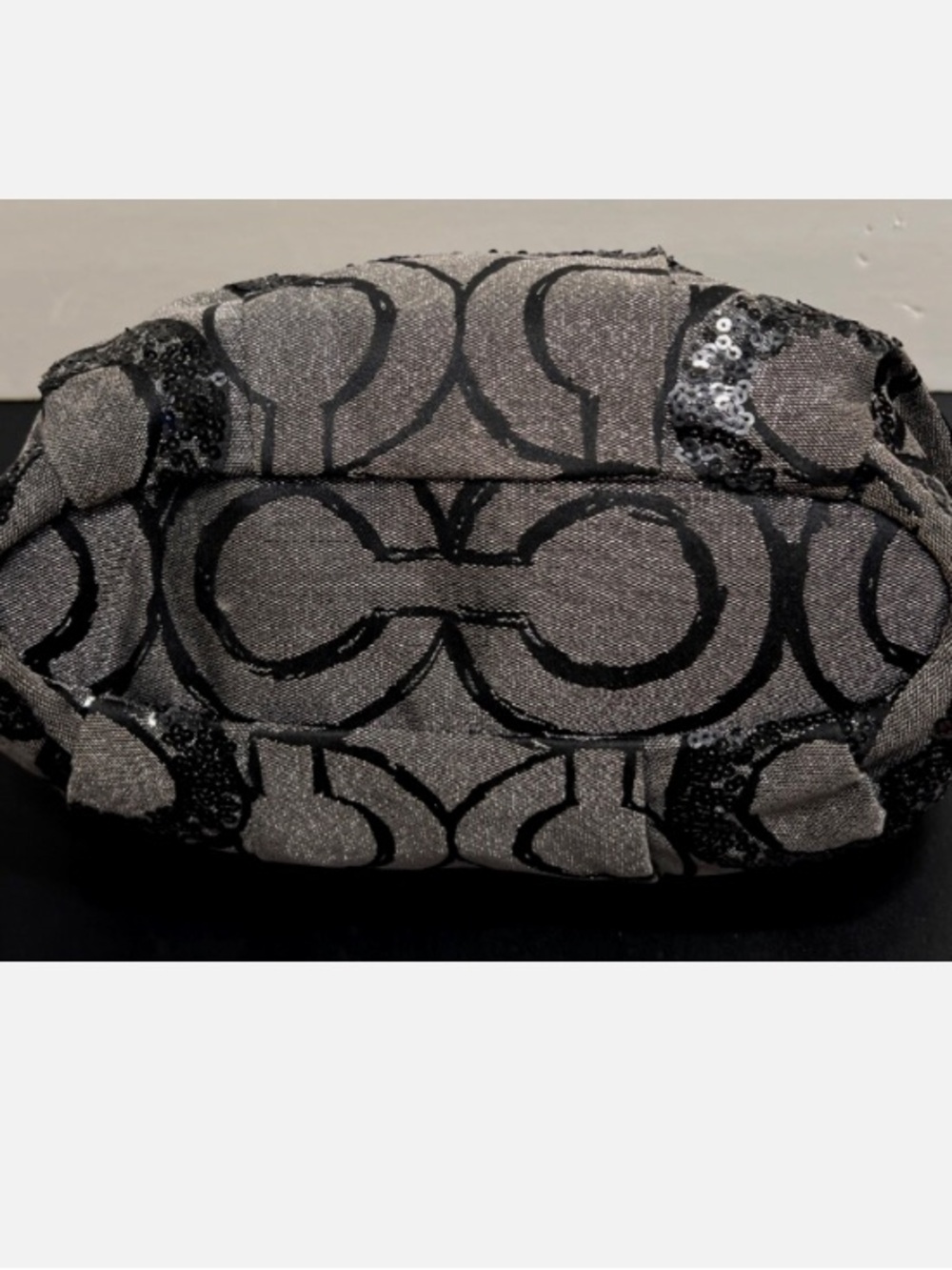 Coach Sequin Signature Satchel - Black and Gray - Picture 3 of 5